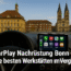 Fahrerblick in Bonn mit Apple CarPlay Display, im Hintergrund das Bonner Münster und das Alte Rathaus – Symbolbild für CarPlay Nachrüstung in Bonn.