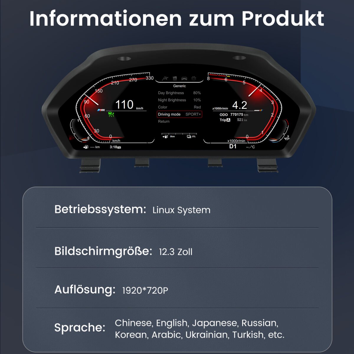 BMW 3 F30 F31 Digital Tacho 12.3 Zoll Cockpit für 2013–2018 – Bild 6