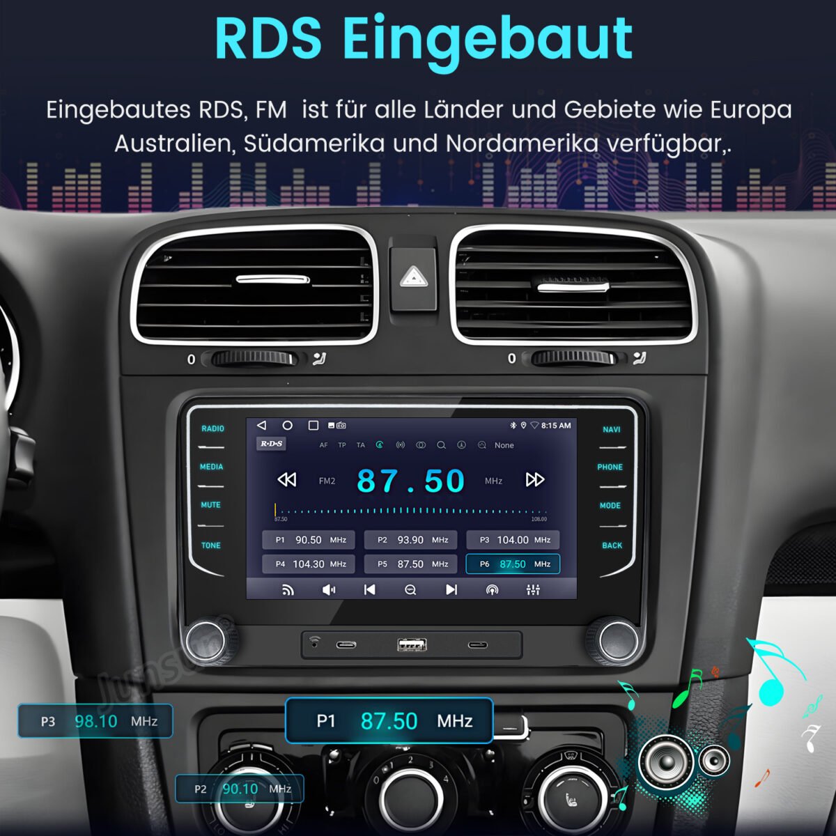 Golf V VI Passat B6 B7 Android Radio Carplay Navigation RDS – Bild 7