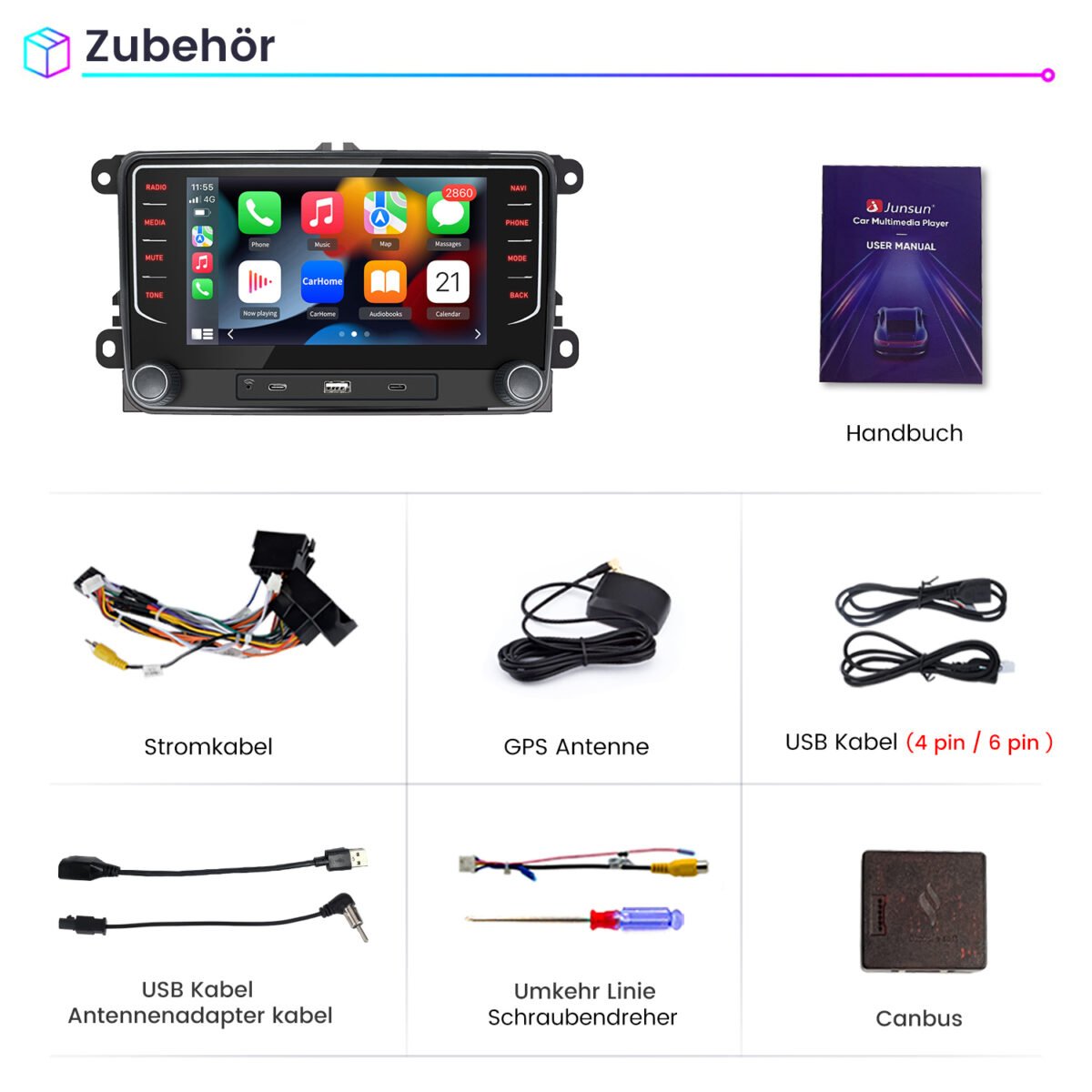 Golf V VI Passat B6 B7 Android Radio Carplay Navigation RDS – Bild 13