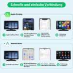 Junsun Drathlos Apple Carplay Android Auto 9-Zoll Display Rückfahrkamera – Bild 5